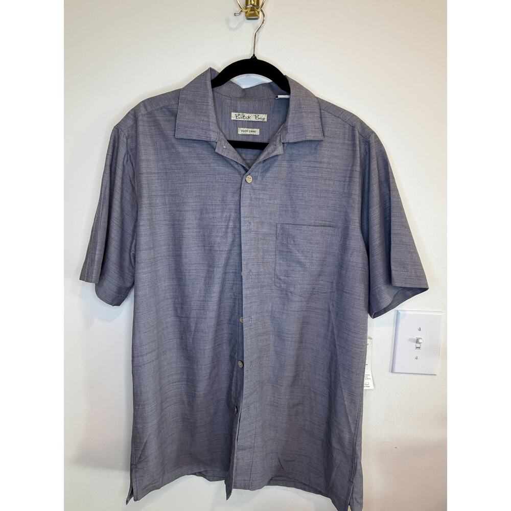 Batik Bay Mens Button Up Size M Gray Short Sleeve Casual Resort Lightweight NWT